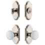 Grandeur Arc Solid Brass Single Cylinder Keyed Entry Knobset and Deadbolt Combo Pack with Hyde Park Knob and 2-3/8" Backset Polished Nickel