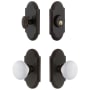 Grandeur Arc Solid Brass Single Cylinder Keyed Entry Knobset and Deadbolt Combo Pack with Hyde Park Knob and 2-3/8" Backset Timeless Bronze