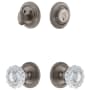 Grandeur Circulaire Solid Brass Single Cylinder Keyed Entry Knobset and Deadbolt Combo Pack with Versailles Crystal Knob and 2-3/8" Backset Antique Pewter