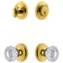 Grandeur Circulaire Solid Brass Single Cylinder Keyed Entry Knobset and Deadbolt Combo Pack with Versailles Crystal Knob and 2-3/8" Backset Lifetime Brass