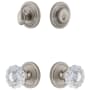 Grandeur Circulaire Solid Brass Single Cylinder Keyed Entry Knobset and Deadbolt Combo Pack with Versailles Crystal Knob and 2-3/8" Backset Satin Nickel