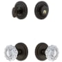 Grandeur Circulaire Solid Brass Single Cylinder Keyed Entry Knobset and Deadbolt Combo Pack with Versailles Crystal Knob and 2-3/8" Backset Timeless Bronze