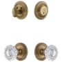 Grandeur Circulaire Solid Brass Single Cylinder Keyed Entry Knobset and Deadbolt Combo Pack with Versailles Crystal Knob and 2-3/8" Backset Vintage Brass