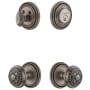 Grandeur Soleil Solid Brass Single Cylinder Keyed Entry Knobset and Deadbolt Combo Pack with Windsor Knob and 2-3/8" Backset Antique Pewter