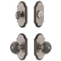 Grandeur Arc Solid Brass Single Cylinder Keyed Entry Knobset and Deadbolt Combo Pack with Windsor Knob and 2-3/4" Backset Antique Pewter