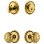Grandeur Soleil Solid Brass Single Cylinder Keyed Entry Knobset and Deadbolt Combo Pack with Windsor Knob and 2-3/8" Backset Lifetime Brass
