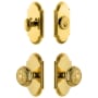 Grandeur Arc Solid Brass Single Cylinder Keyed Entry Knobset and Deadbolt Combo Pack with Windsor Knob and 2-3/4" Backset Lifetime Brass