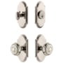 Grandeur Arc Solid Brass Single Cylinder Keyed Entry Knobset and Deadbolt Combo Pack with Windsor Knob and 2-3/4" Backset Polished Nickel