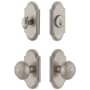 Grandeur Arc Solid Brass Single Cylinder Keyed Entry Knobset and Deadbolt Combo Pack with Windsor Knob and 2-3/4" Backset Satin Nickel