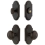 Grandeur Arc Solid Brass Single Cylinder Keyed Entry Knobset and Deadbolt Combo Pack with Windsor Knob and 2-3/4" Backset Timeless Bronze