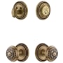 Grandeur Soleil Solid Brass Single Cylinder Keyed Entry Knobset and Deadbolt Combo Pack with Windsor Knob and 2-3/8" Backset Vintage Brass