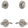 Grandeur Circulaire Solid Brass Left Handed Single Cylinder Keyed Entry Leverset and Deadbolt Combo Pack with Bellagio Lever and 2-3/8" Backset Satin Nickel