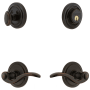 Grandeur Circulaire Solid Brass Left Handed Single Cylinder Keyed Entry Leverset and Deadbolt Combo Pack with Bellagio Lever and 2-3/8" Backset Timeless Bronze