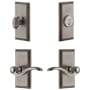 Grandeur Carre Solid Brass Right Handed Single Cylinder Keyed Entry Leverset and Deadbolt Combo Pack with Bellagio Lever and 2-3/8" Backset Antique Pewter