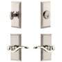 Grandeur Carre Solid Brass Right Handed Single Cylinder Keyed Entry Leverset and Deadbolt Combo Pack with Bellagio Lever and 2-3/8" Backset Polished Nickel