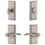 Grandeur Carre Solid Brass Right Handed Single Cylinder Keyed Entry Leverset and Deadbolt Combo Pack with Bellagio Lever and 2-3/8" Backset Satin Nickel