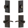 Grandeur Carre Solid Brass Right Handed Single Cylinder Keyed Entry Leverset and Deadbolt Combo Pack with Bellagio Lever and 2-3/8" Backset Timeless Bronze