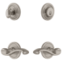 Grandeur Circulaire Solid Brass Right Handed Single Cylinder Keyed Entry Leverset and Deadbolt Combo Pack with Portofino Lever and 2-3/4" Backset Satin Nickel