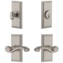 Grandeur Carre Solid Brass Right Handed Single Cylinder Keyed Entry Leverset and Deadbolt Combo Pack with Portofino Lever and 2-3/4" Backset Satin Nickel