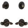 Grandeur Circulaire Solid Brass Right Handed Single Cylinder Keyed Entry Leverset and Deadbolt Combo Pack with Portofino Lever and 2-3/4" Backset Timeless Bronze