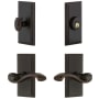 Grandeur Carre Solid Brass Right Handed Single Cylinder Keyed Entry Leverset and Deadbolt Combo Pack with Portofino Lever and 2-3/4" Backset Timeless Bronze