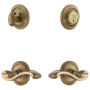 Grandeur Circulaire Solid Brass Right Handed Single Cylinder Keyed Entry Leverset and Deadbolt Combo Pack with Portofino Lever and 2-3/4" Backset Vintage Brass