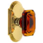 Grandeur Arc Solid Brass Passage Set with Baguette Amber Crystal Knob and 2-3/4" Backset Lifetime Brass