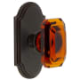 Grandeur Arc Solid Brass Passage Set with Baguette Amber Crystal Knob and 2-3/4" Backset Timeless Bronze