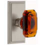 Grandeur Carre Solid Brass Passage Set with Baguette Amber Crystal Knob and 2-3/8" Backset Satin Nickel