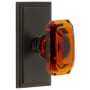 Grandeur Carre Solid Brass Passage Set with Baguette Amber Crystal Knob and 2-3/8" Backset Timeless Bronze