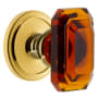 Grandeur Circulaire Solid Brass Passage Set with Baguette Amber Crystal Knob and 2-3/8" Backset Lifetime Brass
