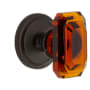 Grandeur Circulaire Solid Brass Passage Set with Baguette Amber Crystal Knob and 2-3/4" Backset Timeless Bronze