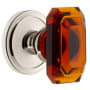 Grandeur Circulaire Solid Brass Passage Set with Baguette Amber Crystal Knob and 2-3/8" Backset Polished Nickel