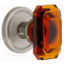 Grandeur Circulaire Solid Brass Passage Set with Baguette Amber Crystal Knob and 2-3/8" Backset Satin Nickel