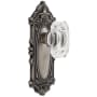 Grandeur Grande Victorian Solid Brass Passage Set with Baguette Clear Crystal Knob and 2-3/4" Backset Antique Pewter