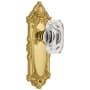 Grandeur Grande Victorian Solid Brass Passage Set with Baguette Clear Crystal Knob and 2-3/4" Backset Lifetime Brass
