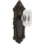 Grandeur Grande Victorian Solid Brass Passage Set with Baguette Clear Crystal Knob and 2-3/4" Backset Timeless Bronze