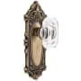 Grandeur Grande Victorian Solid Brass Passage Set with Baguette Clear Crystal Knob and 2-3/4" Backset Vintage Brass