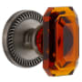 Grandeur Newport Solid Brass Passage Set with Baguette Amber Crystal Knob and 2-3/4" Backset Antique Pewter