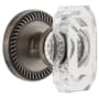 Grandeur Newport Solid Brass Passage Set with Baguette Clear Crystal Knob and 2-3/4" Backset Antique Pewter