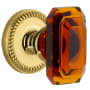 Grandeur Newport Solid Brass Passage Set with Baguette Amber Crystal Knob and 2-3/4" Backset Lifetime Brass