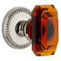 Grandeur Newport Solid Brass Passage Set with Baguette Amber Crystal Knob and 2-3/4" Backset Polished Nickel