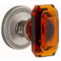 Grandeur Newport Solid Brass Passage Set with Baguette Amber Crystal Knob and 2-3/4" Backset Satin Nickel