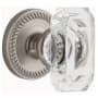 Grandeur Newport Solid Brass Passage Set with Baguette Clear Crystal Knob and 2-3/4" Backset Satin Nickel