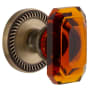 Grandeur Newport Solid Brass Passage Set with Baguette Amber Crystal Knob and 2-3/4" Backset Vintage Brass
