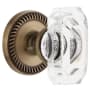 Grandeur Newport Solid Brass Passage Set with Baguette Clear Crystal Knob and 2-3/4" Backset Vintage Brass