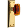 Grandeur Fifth Avenue Solid Brass Non-Turning One-Sided Dummy with Baguette Amber Crystal Knob Lifetime Brass