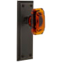 Grandeur Fifth Avenue Solid Brass Non-Turning One-Sided Dummy with Baguette Amber Crystal Knob Timeless Bronze