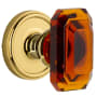 Grandeur Georgetown Solid Brass Non-Turning One-Sided Dummy with Baguette Amber Crystal Knob Lifetime Brass