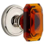Grandeur Georgetown Solid Brass Non-Turning One-Sided Dummy with Baguette Amber Crystal Knob Polished Nickel